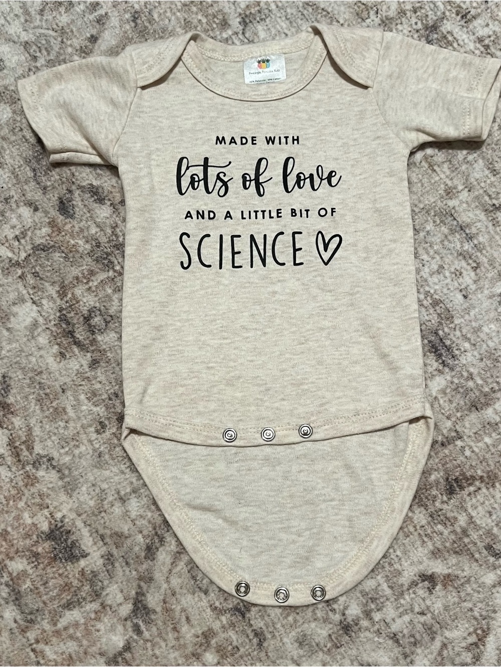 Made With Lots of Love and a Little Bit of Science Beige Baby One-Piece - IVF